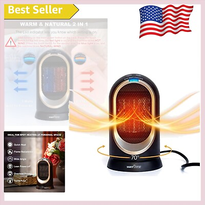 #ad 600W Portable Ceramic Space Heater with Tip Over Protection Efficient Heating $23.99