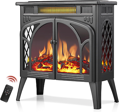#ad Electric Fireplace Stove Heater with Remote Control 25quot; Fireplace Heater Adjus $230.22