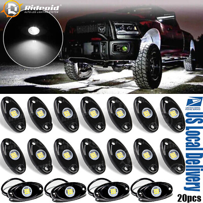 #ad 20pcs White LED Rock Lights Underbody Trail Rig Glow Lamp Offroad Pickup Truck $69.99
