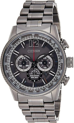 #ad Citizen Men#x27;s Eco Drive 43mm Stainless Case Gray Bracelet Watch CA4377 53H $230.00