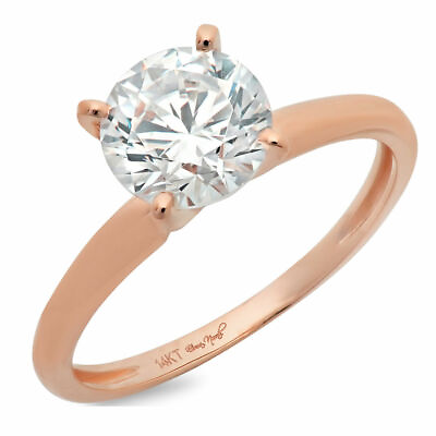 #ad 0.5 ct Round Cut Lab Created Diamond Stone 14K Rose Gold Solitaire Ring $928.19