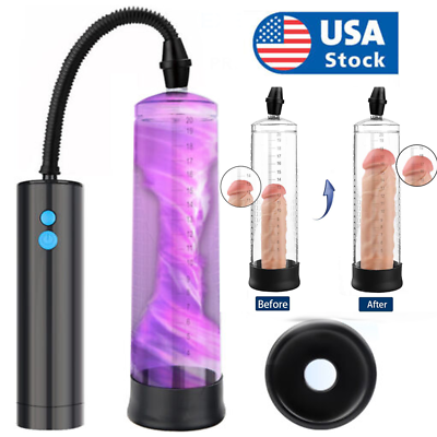 #ad 2023 Updated Vacuum Electric Penis Pump Rechargeable Male Penis Enlarger ED Gift $20.99