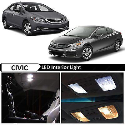 #ad 8x Full White Interior LED Lights Bulbs Fits 2013 2016 Honda Civic Sedan Coupe $12.89