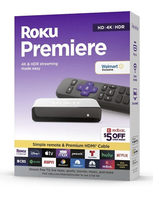 #ad NEW Roku Premiere 4K HDR Streaming Media Player WiFi W Premium High Speed HDMI $31.98