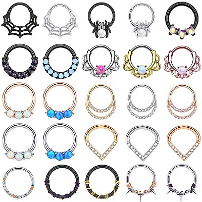 #ad 16G Surgical Steel Septum Ring Nose Rings Hinged Hoop Earring Septum Clicker 1PC $3.99