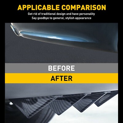 #ad 4 PCS Universal Bumper Rear Shark Fin Diffuser Spoiler Lip Splitter Carbon Fiber $13.59