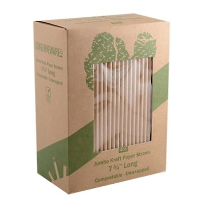 #ad Fineline 42STRJ.KR 7.75 inch Craft Paper Jumbo Straws Compostable 3200 CS $113.99