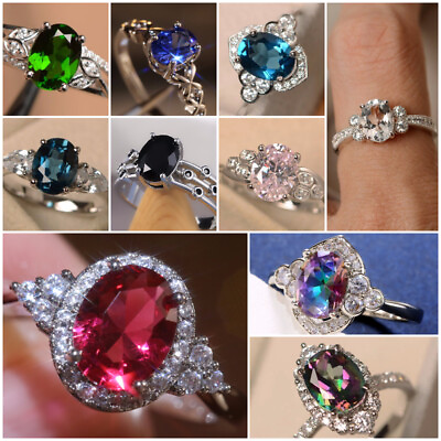 #ad Fashion 925 Silver Filled Women Ring Cubic Zircon Wedding Jewelry Sz 6 10 C $3.36