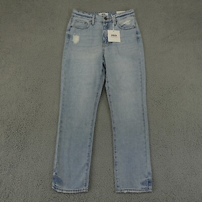 Just Black Jeans Womens 25 Blue Girlfriend Straight Cotton Light Denim JBD NWT $17.95