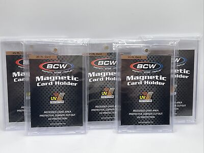 #ad BCW Magnetic Card Holder 35pt Point with UV Protection lot of 5 holders $12.45