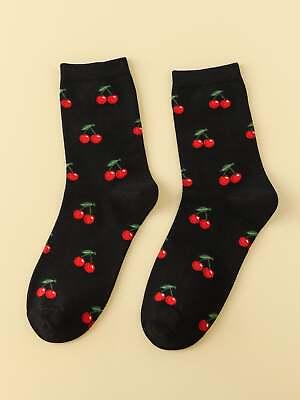 #ad All Over Cherry Crew Socks Funny Socks for Women Novelty Socks Funky Socks Gift $6.32