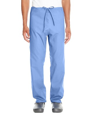 #ad $40 UNIFORM AMS SCRUBS BOTTOM XL BLUE BACK POCKET TIE WAIST pant CLEANED $11.21