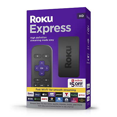 #ad Roku Express HD Streaming Device with HighSpeed HDMI Cable Standard Remote Wi Fi $27.51