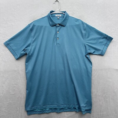 #ad Peter Millar Shirt Mens L Blue Polo Golf Performance Summer Comfort Geometric $21.95