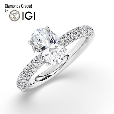 #ad IGIF VS1 2CT Solitaire Lab Grown Oval Diamond Engagement Ring950 Platinum $2283.80