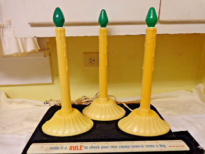 #ad Vintage Christmas 3 Single Candle Drip Lights Electric Blue Bulbs Window $10.00