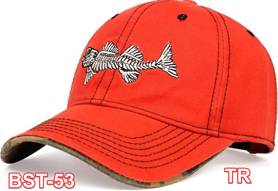 Mens Fishing Hat Mens Ball Hats Baseball Cap Unstructured Logo Fish 7 1 2 Orange $18.40