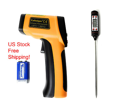 #ad Industrial Infrared Thermometer 58 1202℉ 50℃ 650℃ and Temperature Probe $19.95
