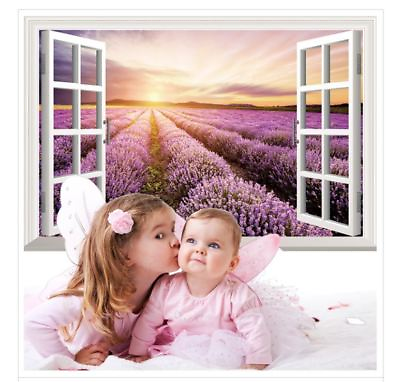 #ad US STOCK Wall Sticker 3D Window Lavender Living Room Bedroom Decal Lobby Decor $7.75