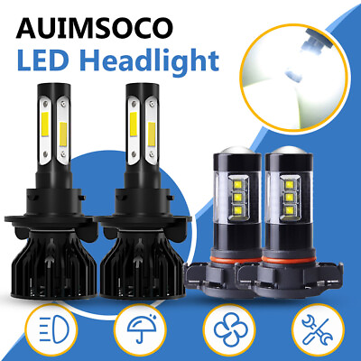 #ad 4PCS LED H13 H16 Headlight Combo High Low Beam Fog Light Bulbs Kit White 6000K $49.99