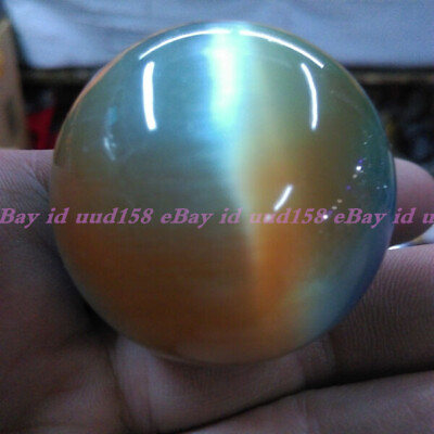 95g Rare Natural Quartz color Cat Eye Crystal Healing Ball Sphere 38 40mm Stand $8.69