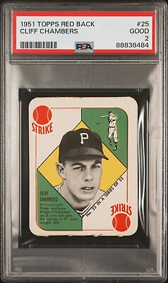 #ad 1951 Topps Red Back #25 Cliff Chambers PSA 2 $20.00