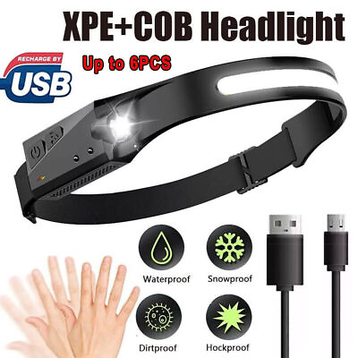 #ad Waterproof COB Headlamp Night Buddy LED Motion Sensor Head Torch Headlight Lamp $12.99