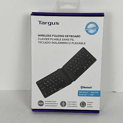 #ad NEW Targus Wireless Folding Keyboard Bluetooth Ergo Design Antimicrobal Protect $17.99