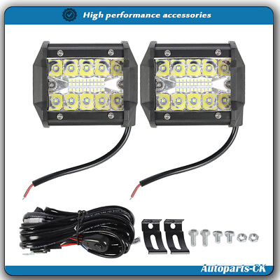 #ad #ad 2X 4quot; INCH 200W LED Light Bar Spot Flood Pods Offroad 4WD Driving Fog Lamp Truck $17.07
