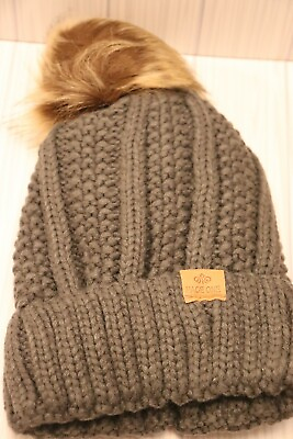 #ad Page One Beanie Toboggan Hat womens Winter Thick Cable Knit Beanie Faux Fur Pom $10.99