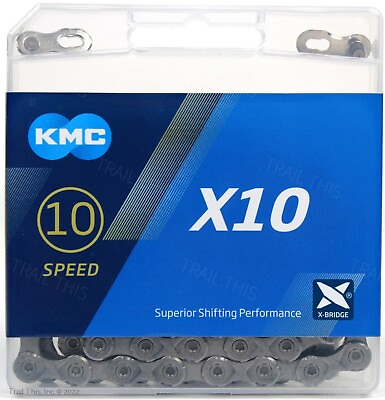 #ad KMC X10 10 Speed Gray Bike Chain 116L fits SRAM Shimano Road MTB $20.85