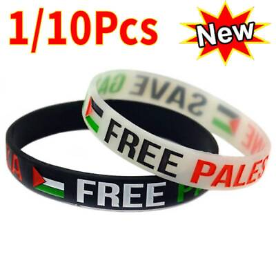 #ad Gaza Free Palestinian Wristband Silicone Wrist Band Palestine Flag Bracelets new $1.02