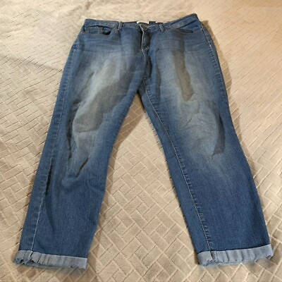 #ad Jessica Simpson Women 12 Denim Jeans Blue Rolled Crop Skinny Medium Wash Stretch $16.99