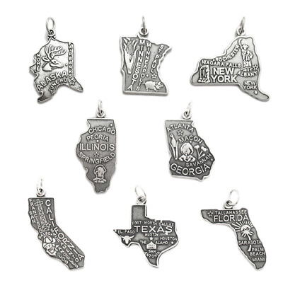 #ad 925 Sterling Silver State Charm All 50 States available Choose your state $12.98