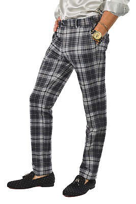 #ad Barabas Men#x27;s Checkered Plaid Basic Chino Dress Pants 2CP191 $76.00
