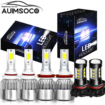 #ad For GMC Sierra Pickup 2007 13 Combo LED Headlight Kits High Low BeamFog Bulbs $36.99