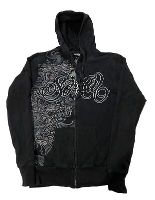 #ad SoCal Womens Zip up Hoodie Vintage Sweatshirt Black Medium Grunge AE5 $50.00
