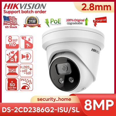 #ad Hikvision 8MP 4K DS 2CD2386G2 ISU SL IP Camera AcuSense Mic Speaker 2 Way Audio $175.75