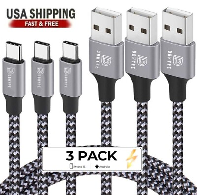 #ad 3 Pack Braided USB C Type C Fast Charging Data SYNC Charger Cable Cord 3 6 10FT $11.99