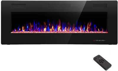 #ad Electric Fireplace 50 inch Recessed and Wall MountedThinnestTouch ScreenTimer $184.49