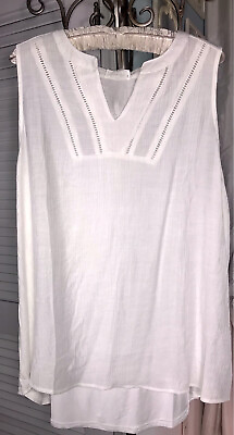 #ad #ad NEW Plus Size 2X White Blouse Ivory Tunic Top V Neck Shirt $24.95