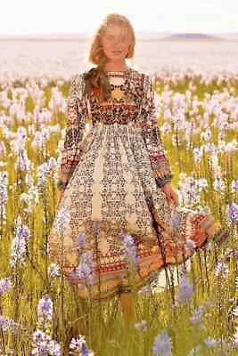 ANTHROPOLOGIE $248 Bhanuni By Jyoti Far Field Floral Beaded Midi Dress Size 12 $109.99