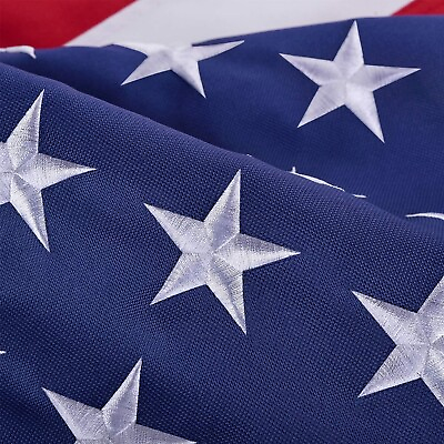 #ad American Flag 5x8 ft Outdoor US Flag UV Protected Embroidered Stars Sewn Stripes $19.08