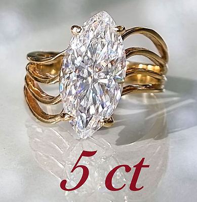 #ad Estate ring Size 6.5 10k gold ring 5 ct certified Moissanite diamond. Marquise $439.00