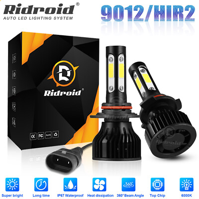 #ad 4 SIDES 9012 LED Headlight Bulbs kit Hi Low Beam 6500K Super Bright High Power $15.99