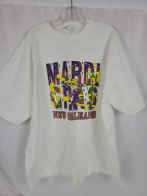 #ad Jerzees High Cotton Men#x27;s Size XL White Mardi Gras New Orleans 2000 Tee Shirt $11.95