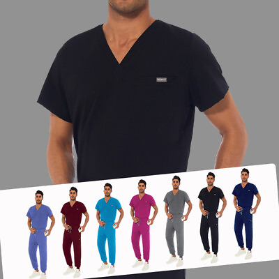 #ad Unisex Stretch Jogger Nurse Uniform Scrub Set Men Women V Neck Tops amp; Yoga Pant $26.99