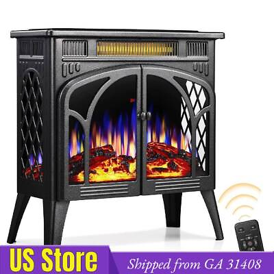 #ad #ad 26.5#x27;#x27; Grey Electric Fireplace Stove Heater with 3D Flame from from GA 31408 $139.99