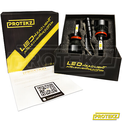 #ad Protekz H11 H9 H8 LED Headlight Kit 60W 12000LM 6000K Bulbs White CREE Light $34.79
