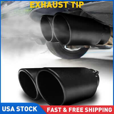 #ad Black Dual Outlet Exhaust Tip Tail Muffler Tip For 1.4quot; 2.5quot; Stainless Steel Kit $19.99
